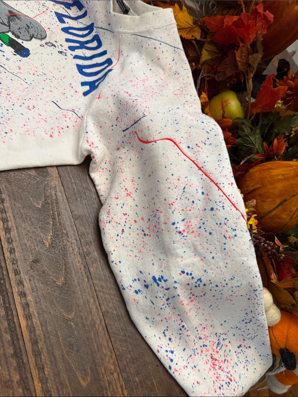 Vintage 80s Florida Manatee Paint Splatter Sweatshirt XL Screen Stars USA - Picture 8 of 11